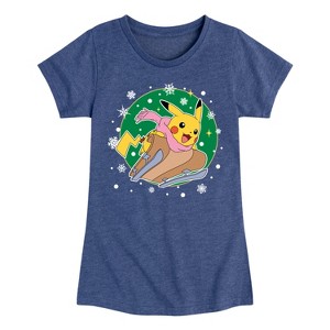 Girls' - Pokémon - Pikachu Sled Fitted Short Sleeve Graphic T-Shirt - 1 of 4