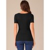 Allegra K Women's Knit Short Sleeve Irregular Neck Ruched Side Blouse - 3 of 4