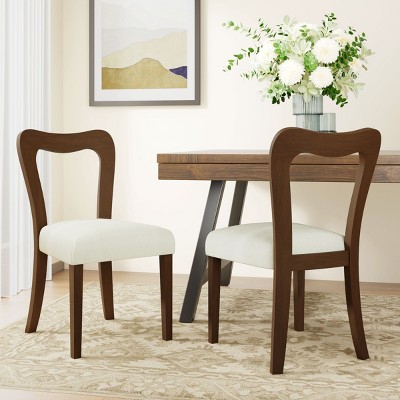 Upholstered Dining Chair Set of 2 Modern Contemporary with Rubberwood Frame & Open Back for Dining Room Kitchen-Baofuwish