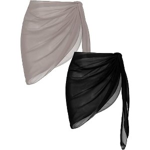 Ekouaer 2 Pieces Women Beach Sarongs Sheer Cover Ups Chiffon Bikini Wrap Skirt for Swimwear - 1 of 2