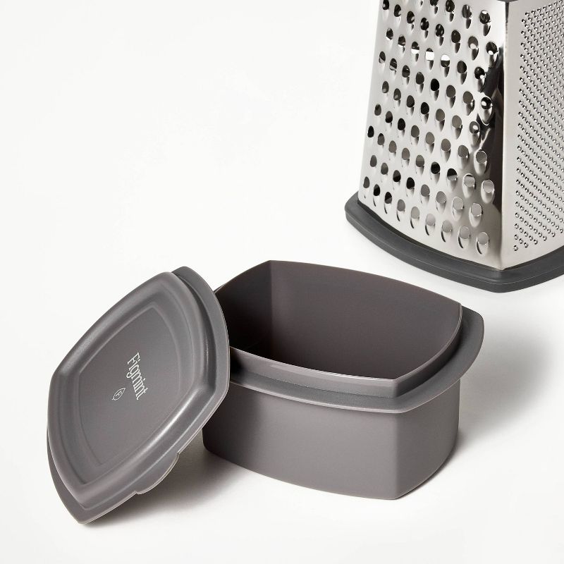 Stainless Steel Box Grater with Removable Bottom Container and Lid Silver/Gray - Figmint&#8482;, 5 of 6
