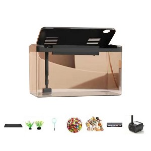 Aquarium Fish Tank Starter Kit, Fish Tank, Mini Desktop Rectangular Fish Tank With Filter And Oxygen Supply Tabletop Decoration for Snails, Guppy - 1 of 4