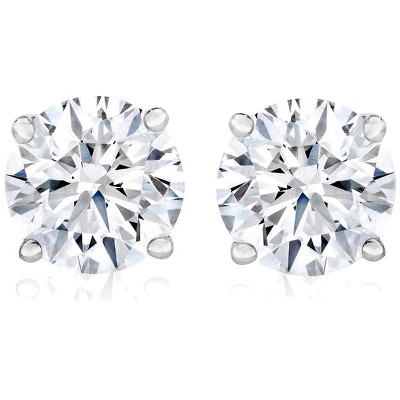 Pompeii3 1 Ct TW Moissanite Studs Available in White or Yellow Gold