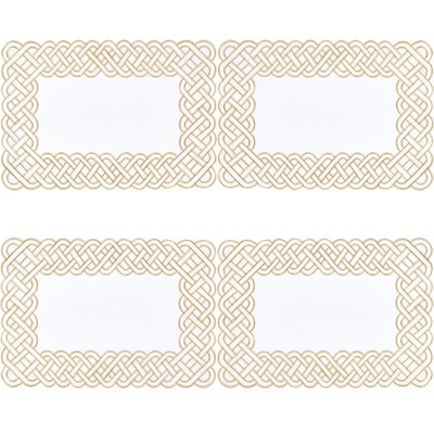 Gold Embroidered Fabric Rectangle Placemats Set of 4