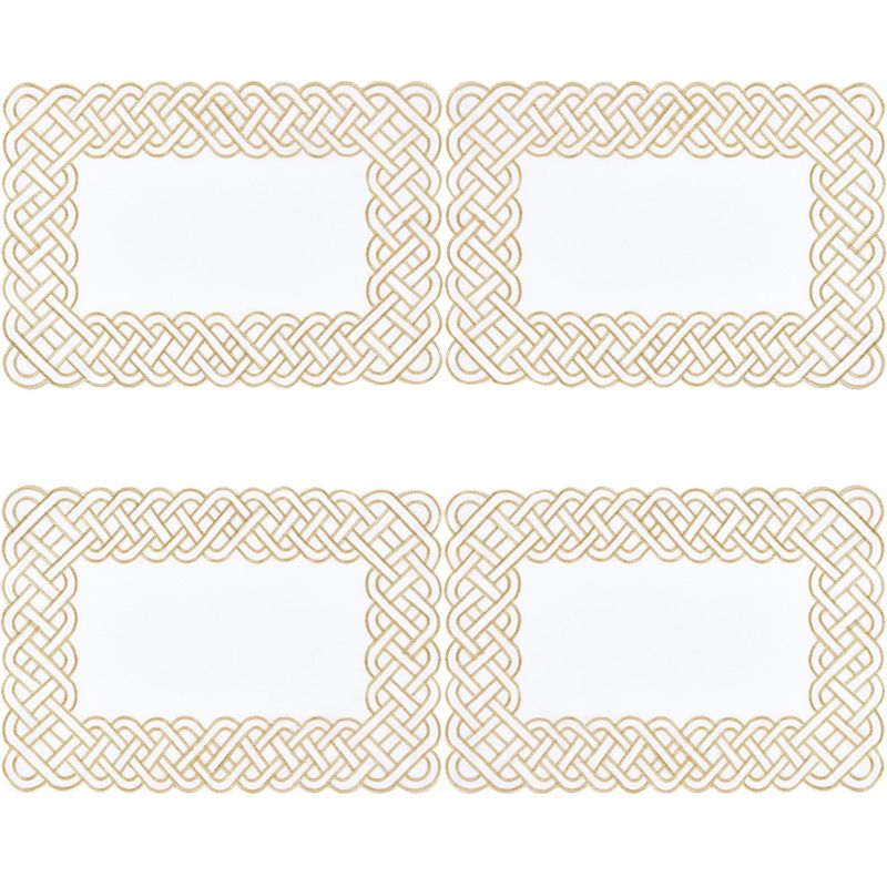 Saro Lifestyle Table Placemats with Braid Embroidered Design (Set of 4), 3 of 5