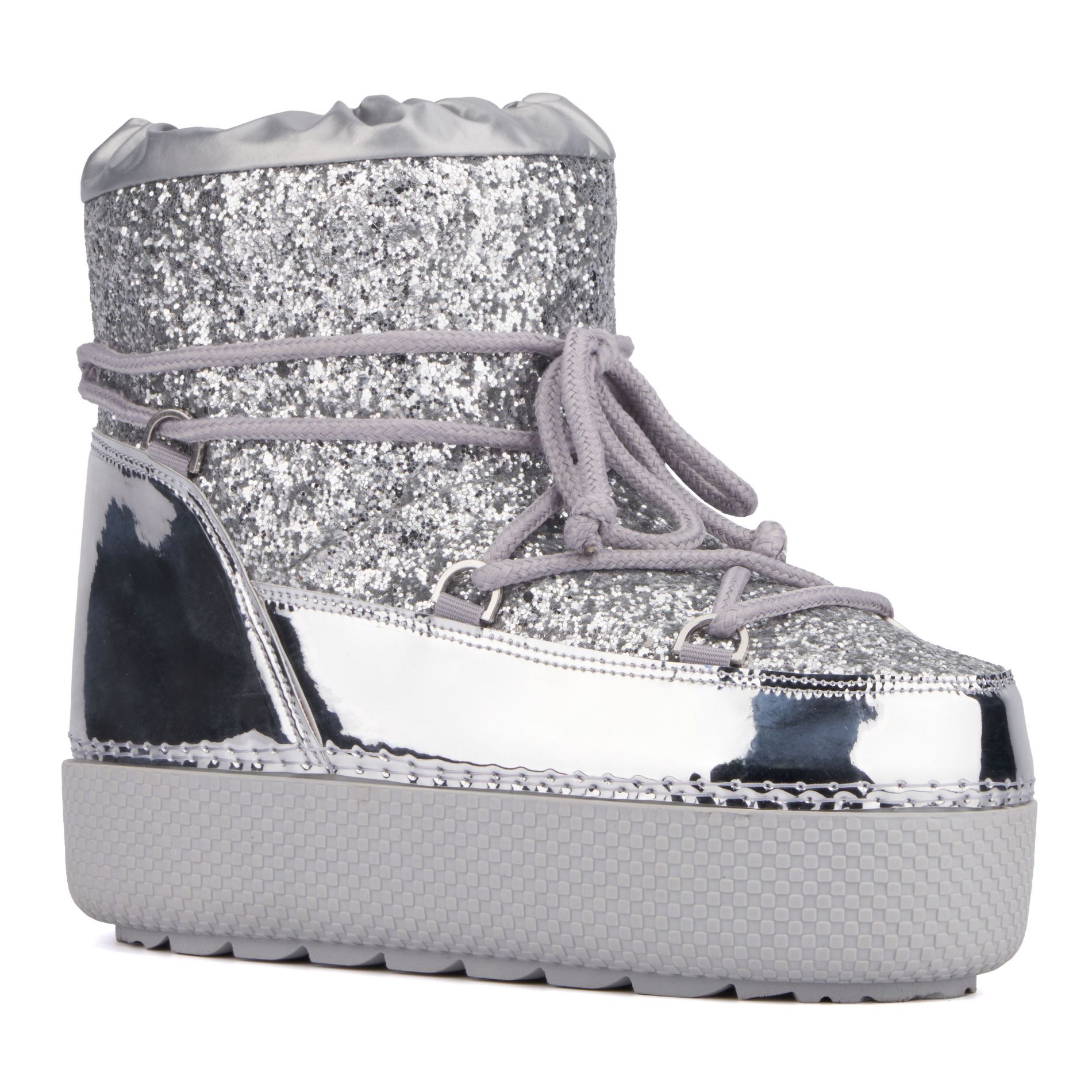 Olivia Miller Women's Eclipse Cozy Boots - L 8-8.5, SILVER GLITTER