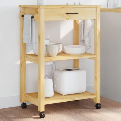 vidaXL Kitchen Trolley MONZA 23.6 in.x15.7 in.x35.4 in. Solid Wood Pine