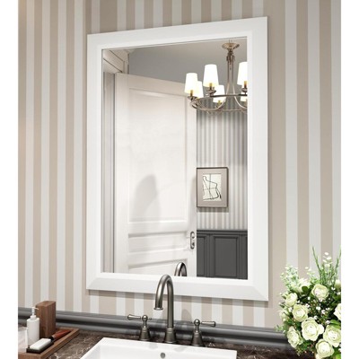 Apmir High-Strength Tempered Glass and Aluminum Alloy Framed French Cleat Mounted Wall Decor Mirror in matte black with 5-Year Warranty