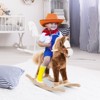 Qaba Kids Rocking Horse, Plush Toddler Rocker, Wooden Base Ride-On Toy with Handle Grip, Traditional Toy for Kids 36M+, Brown - 3 of 4