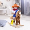 Qaba Kids Rocking Horse, Plush Toddler Rocker, Wooden Base Ride-On Toy with Handle Grip, Traditional Toy for Kids 36M+, Brown - image 3 of 4