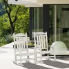 Outsunny 2 Pc Outdoor Rocking Chair, Traditional Slatted Porch Rocker with Armrests, Waterproof HDPE, White - 3 of 4