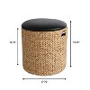 happimess Josie 18" Modern Coastal Hand-Woven Hyacinth Storage Ottoman with Lid - 3 of 4