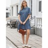 INSPIRE CHIC Women's Denim Ruffle Sleeve Button Up Turndown Collar Casual Shift Mini Jean Dresses - 4 of 4