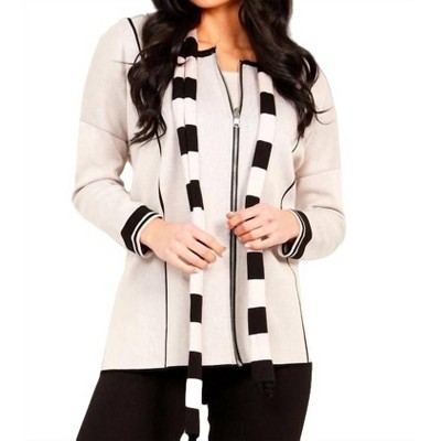 Women's Reversible Zip Pullover with Stripe Scarf - Angel Apparel