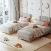 Twin/Twin XL Size Bed Frame, Boucle Upholstered Platform Bed with Wave Headboard, Kids/Girls/Boys, Low Profile, Wooden Slats, No Box Spring Needed - 4 of 4