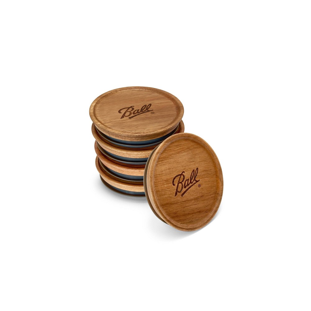 Photos - Food Container Ball 5pk Wooden Storage Lids, Wide Mouth 