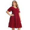 Coolmee Womens Summer Maxi Dress Plus Size Casual  Short Sleeve Ruffle Tiered V Neck Swing Long Sundress - 2 of 4