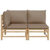vidaXL 2 Piece Patio Lounge Set with Taupe Cushions Bamboo - 3 of 4