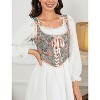 Acekool Women’s Vintage Floral Corset Lace-Up Vest, Vintage Pirate-Inspired Bustier with Embroidered Print - 3 of 4