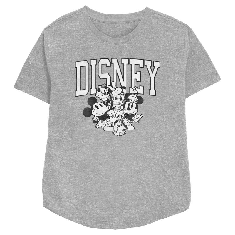 Women's Mickey & Friends Retro Black and White Group T-Shirt, 1 of 4