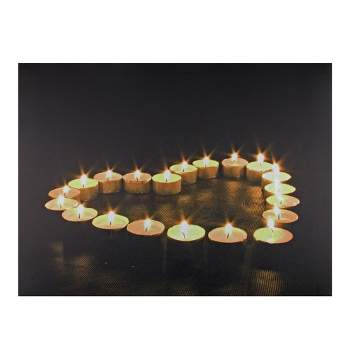 Northlight LED Lighted Flickering Heart-Shaped Candles Canvas Wall Art 15.75"