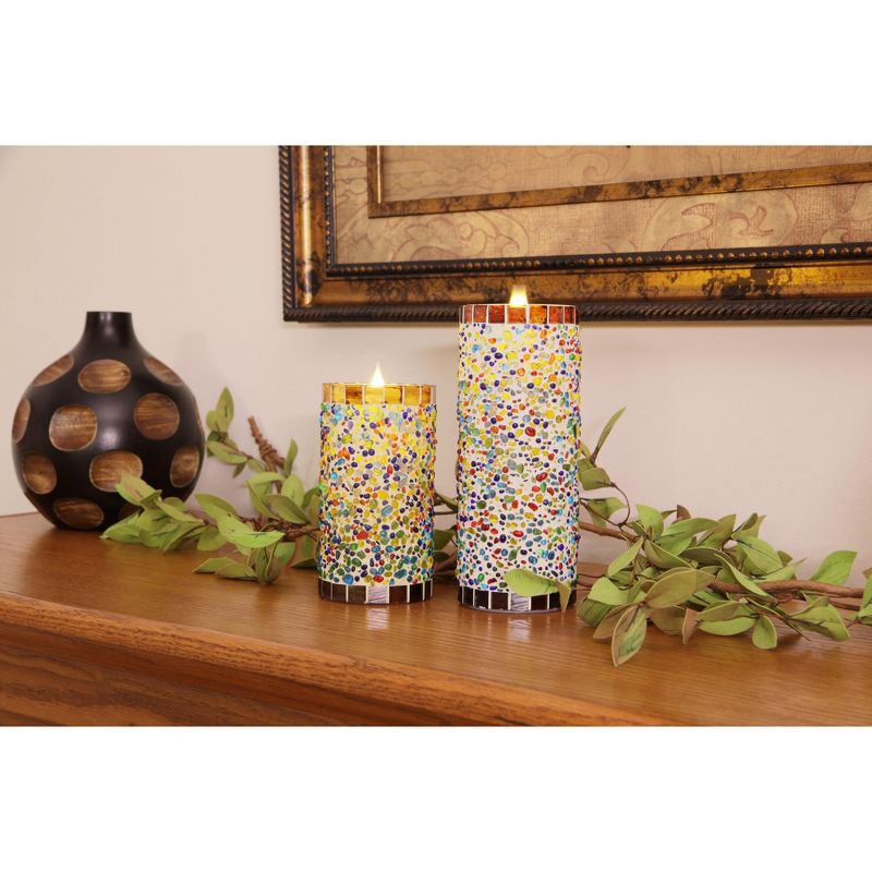 Solare 3x8 Speckled Stucco Flat Top Solare 3D Virtual Flame Candle, 2 of 3