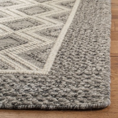Grey and Ivory Hand-Knotted Wool 8' x 10' Area Rug