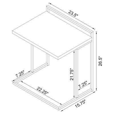 Modern White Rectangular Wood Snack Table with Chrome Base