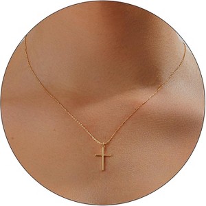 Dainty Gold Cross Necklace for Women, 14K Plated Faith Pendant Choker Hypoallergenic - 1 of 4