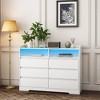 6 Drawer Dresser with LED Lights and Charging Station, Chest of 6 Drawers with Open Space, Storage Cabinet for Bedroom, Living Room, Hallway - 3 of 4