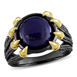 EVERLY JEWELRY | Black Rhodium Plated Yellow Plated Sterling Silver 6ct TGW Lapis Gothic Men's Ring - 1 of 4