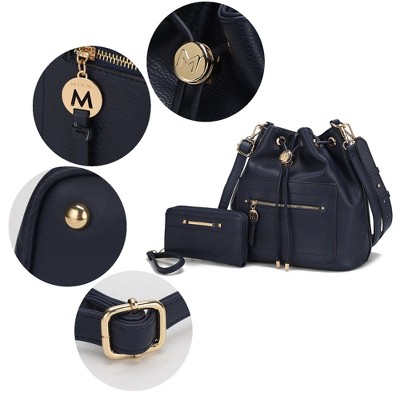MKF Collection Larissa Vegan Leather Women’s Bucket Hobo Handbag with Wallet by Mia K- Charcoal — фото 6