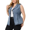 Agnes Orinda Women's Plus Size Fashion Sleeveless Elastic Waist Button Denim Vests - 2 of 4