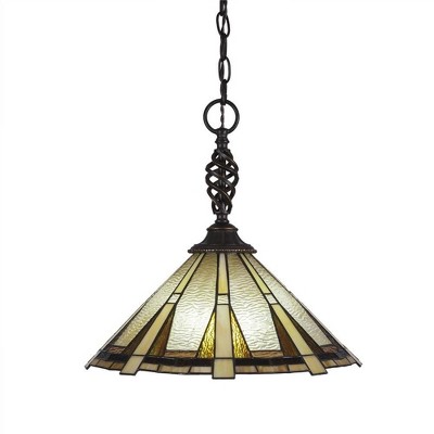 Toltec Lighting Elegante 1 - Light Pendant in  Dark Granite with 16" Zion Art Glass Shade