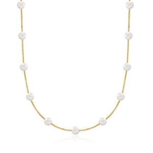 Ross-Simons 6-6.5mm Cultured Pearl Station Necklace in 18kt Gold Over Sterling - 1 of 4