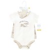 Hudson Baby Infant Boys Bodysuit, Short and Sock, Beige Safari - 2 of 4