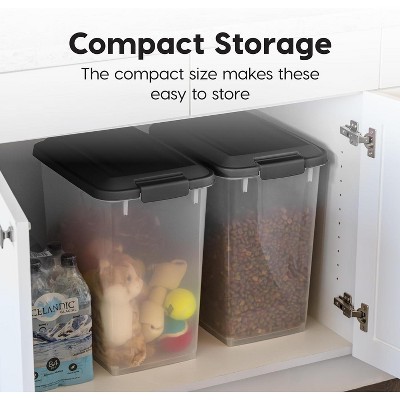 33 Quart Clear and Black Airtight Pet Food Storage Bins with Casters, Set of 2