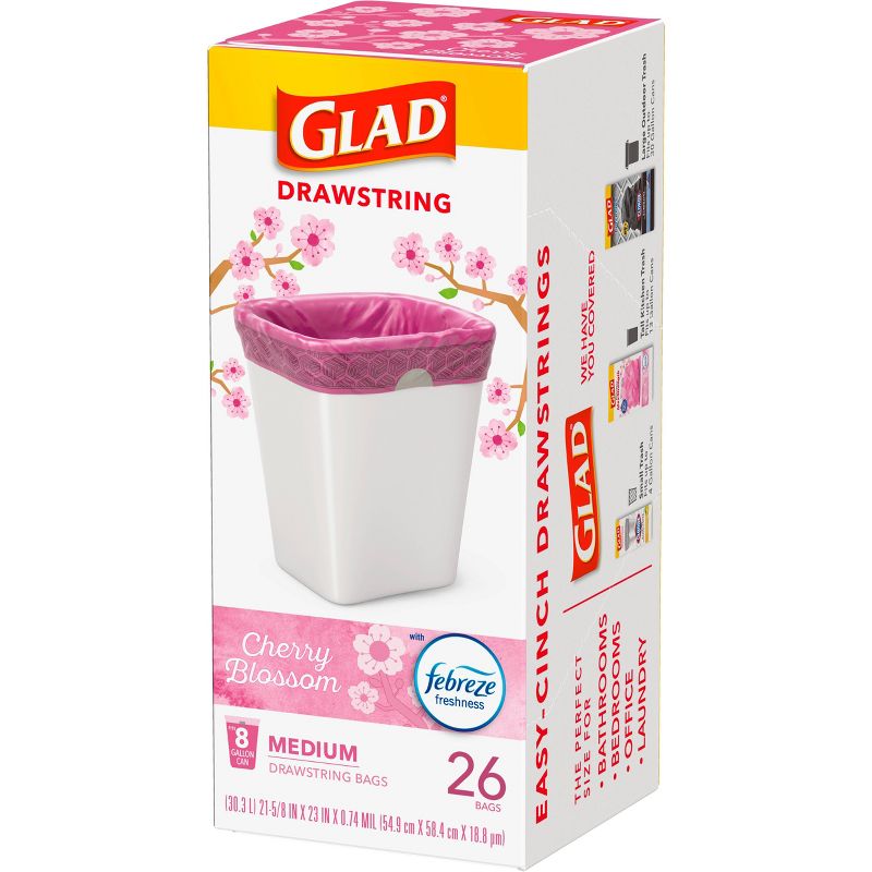 Glad DrawString Trash Bags - Cherry Blossom - 8 Gallon - 26ct, 4 of 15