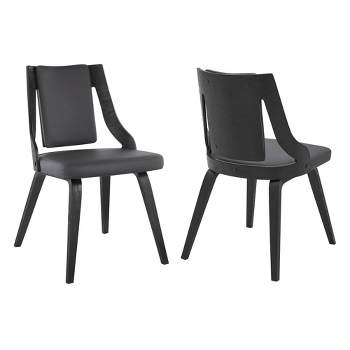Set of 2 Aniston Faux Leather Wood Dining Chairs - Armen Living