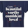 Women's - Instant Message - Beautiful Worthy Confident Loved Short Sleeve Graphic T-Shirt - 2 of 4