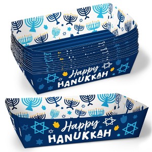 Big Dot of Happiness Hanukkah Paper Food Trays, Disposable Food Boats, Chanukah Holiday Decor, Double-Sided Meal Holders for Hanukkah - 12 Ct - 1 of 4