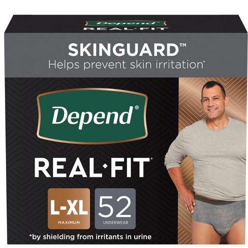 Depend Real Fit Incontinence Underwear For Men - Maximum Absorbency - L/xl  - Gray - 52ct : Target