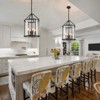LLHZSY 4 - Light Black Farmhouse Lantern Glass Drum Pendant Chandelier for Entryway Dining Room Kitchen Island - 16" Wide Rustic Clear Glass Shade - 4 of 4