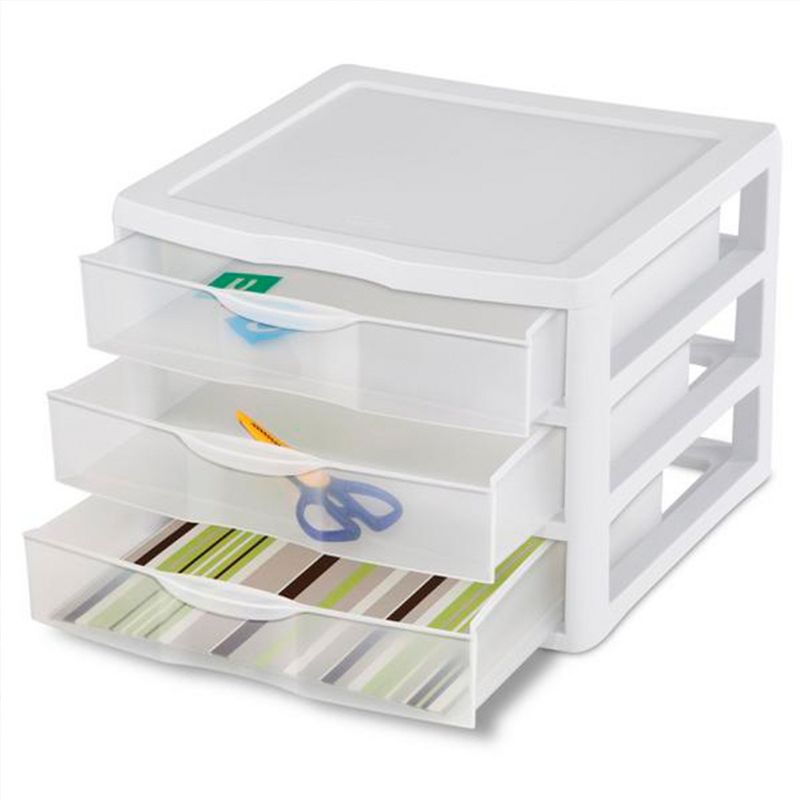 Sterilite Clear Plastic Stackable Small 3 Drawer Storage System for Home Office, Dorm Room, or Bathrooms, 5 of 8