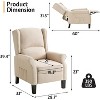 AMERLIFE Pushback Recliner Chair, Modern Fabric Wingback Armchair with Storage Pockets and Wood Legs, Linen, Beige - 2 of 4