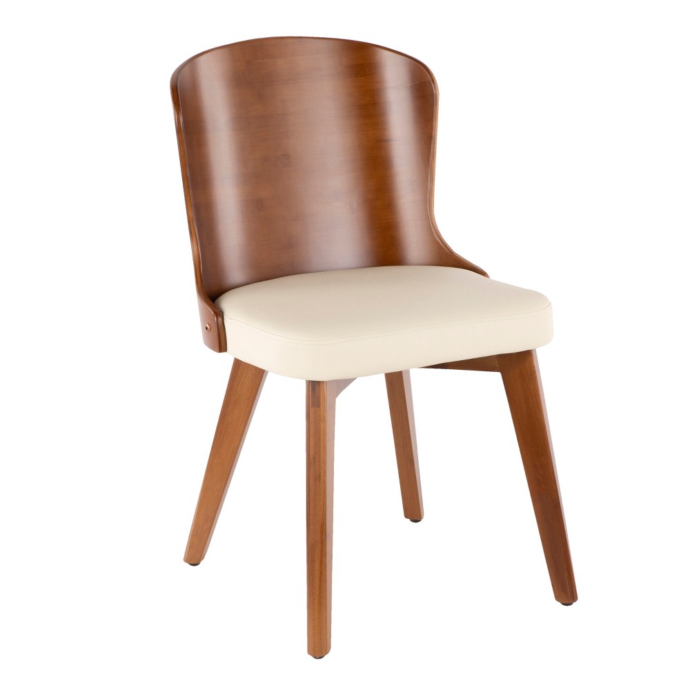 Photos - Chair Bocello Mid-Century Modern  Cream/Walnut - LumiSource