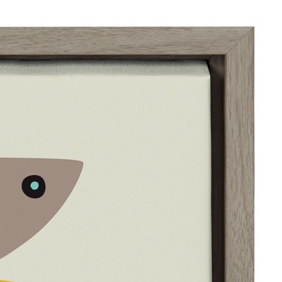 Colorful Abstract Fish Canvas Wall Art in Gray Frame