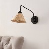 JONATHAN Y Kiawah 11" 1-Light Vintage Coastal Rattan/Metal Swing Arm LED Sconce Black/Natural: UL Listed, Includes Mounting Hardware - 4 of 4