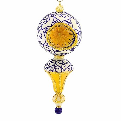 Morawski 7.75 In Bis Art Deco Ornament With Reflector Glittered Swirl Design Tree Ornaments