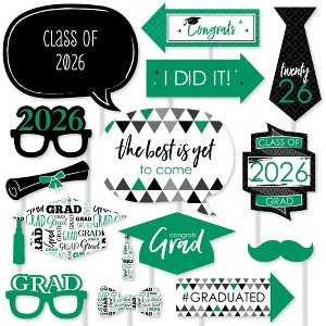Big Dot of Happiness Green 2026 Graduation Party Photo Booth Props Kit - 20 Count - 1 of 4